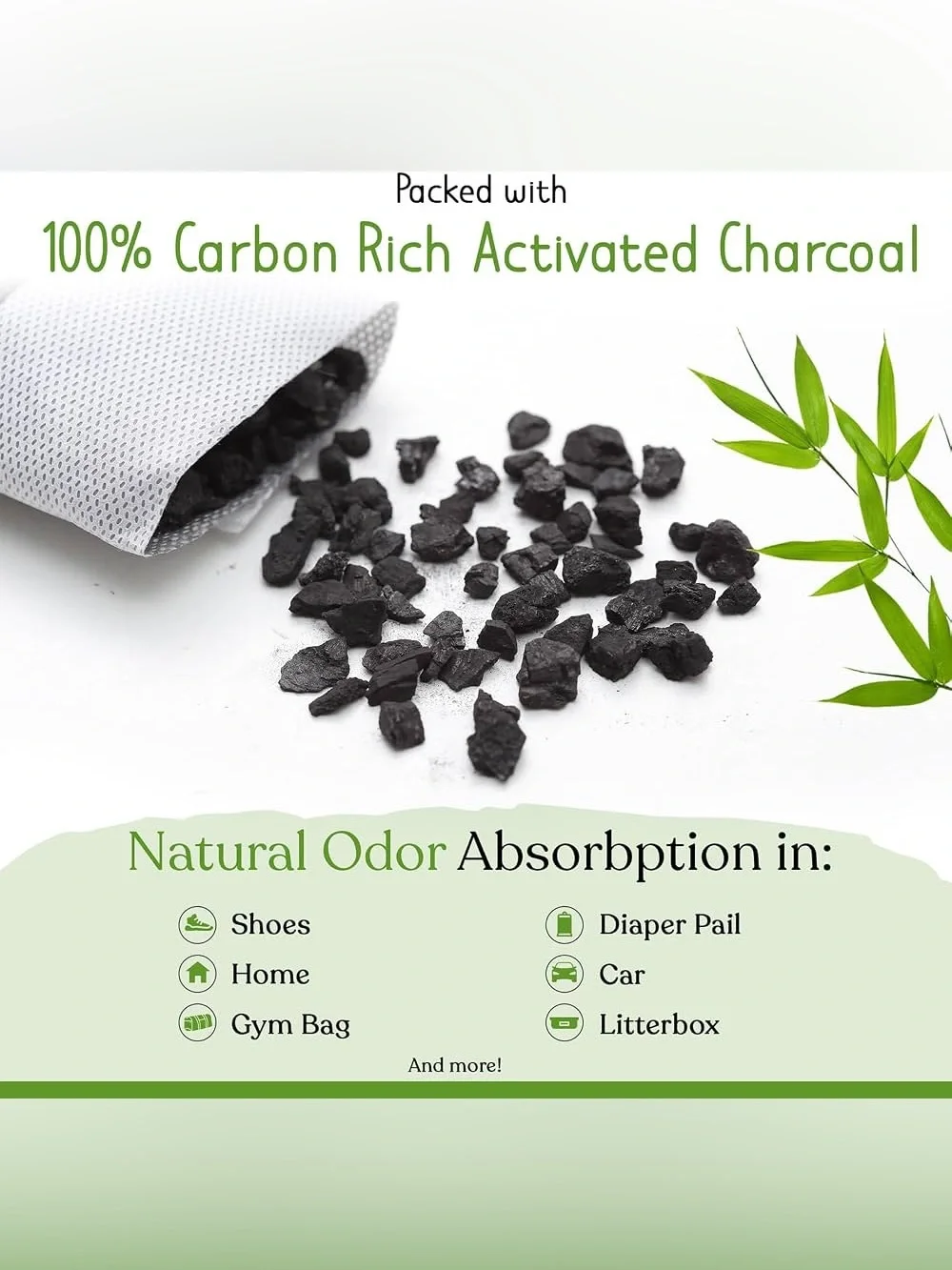 12 pack bmbu all natural 100% bamboo charcoal air purifying insert bags